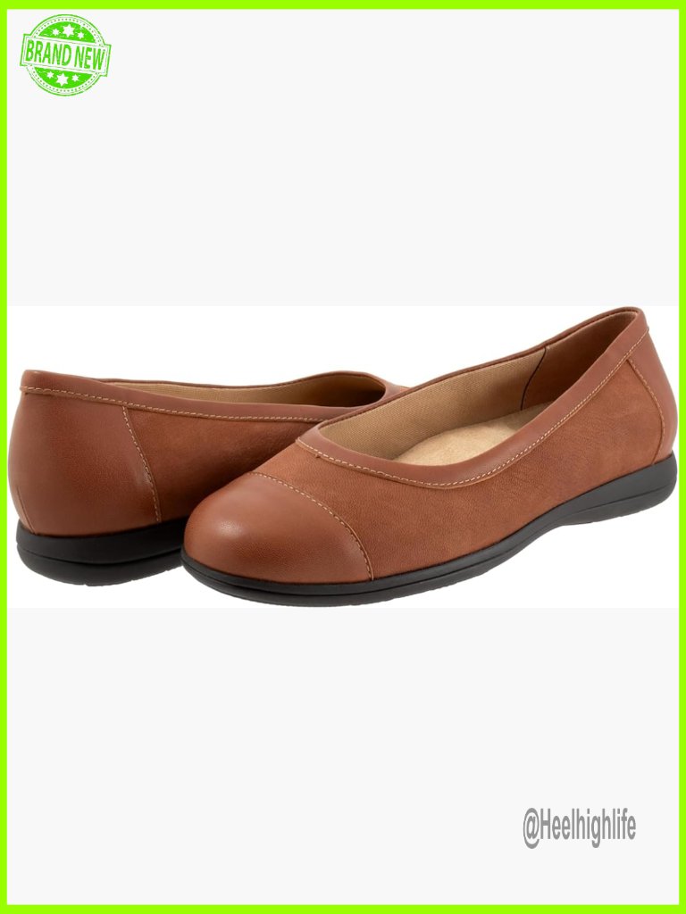 Leather Slip-On Flats With Cushioned Footbed & Arch Support, Size 6.5